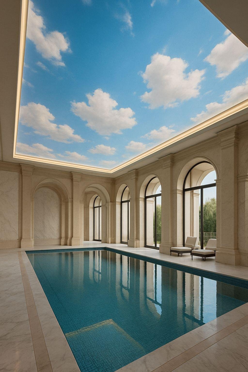 Sky ceiling indoor pool