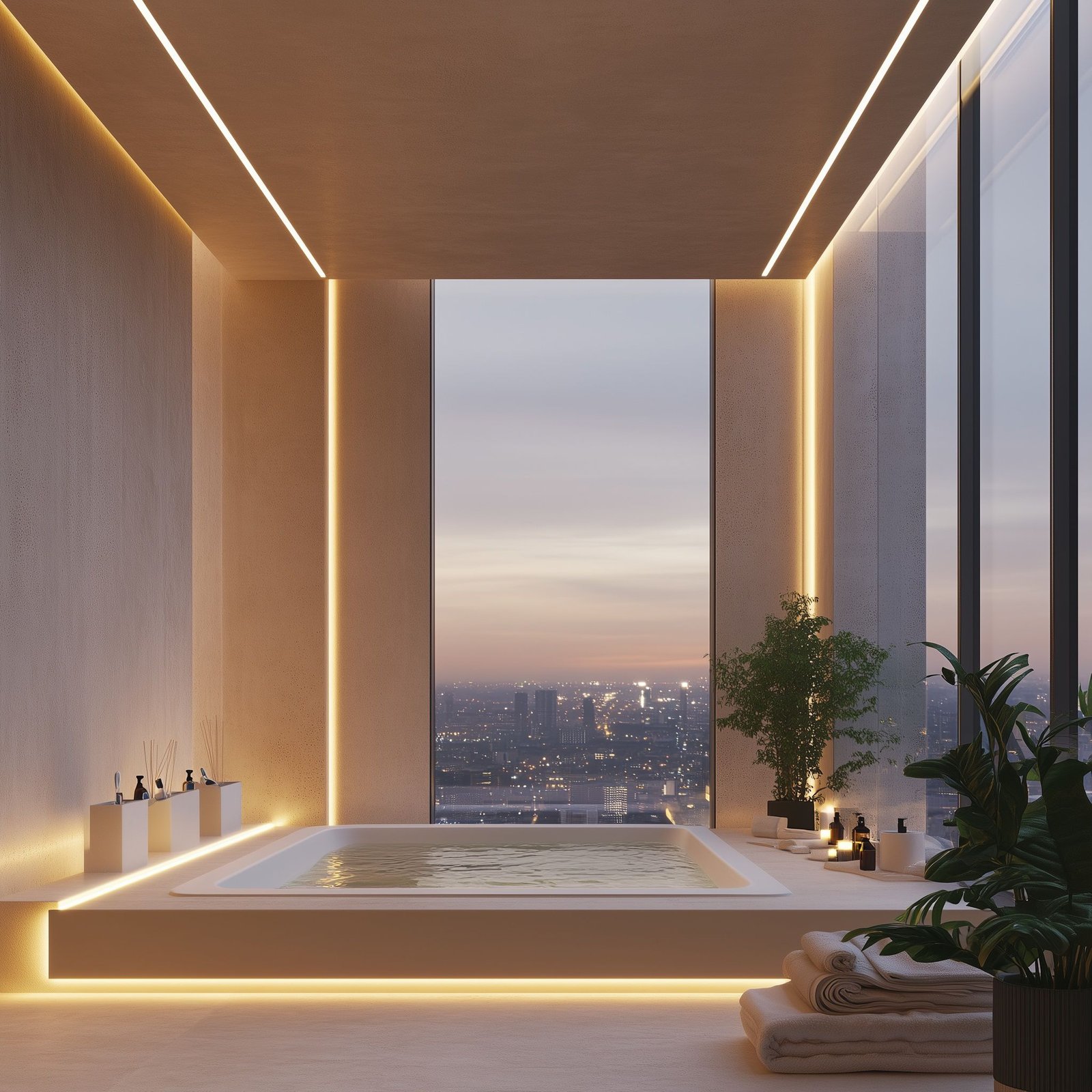 Luxury Spa Bathroom LED Stretch Ceiling